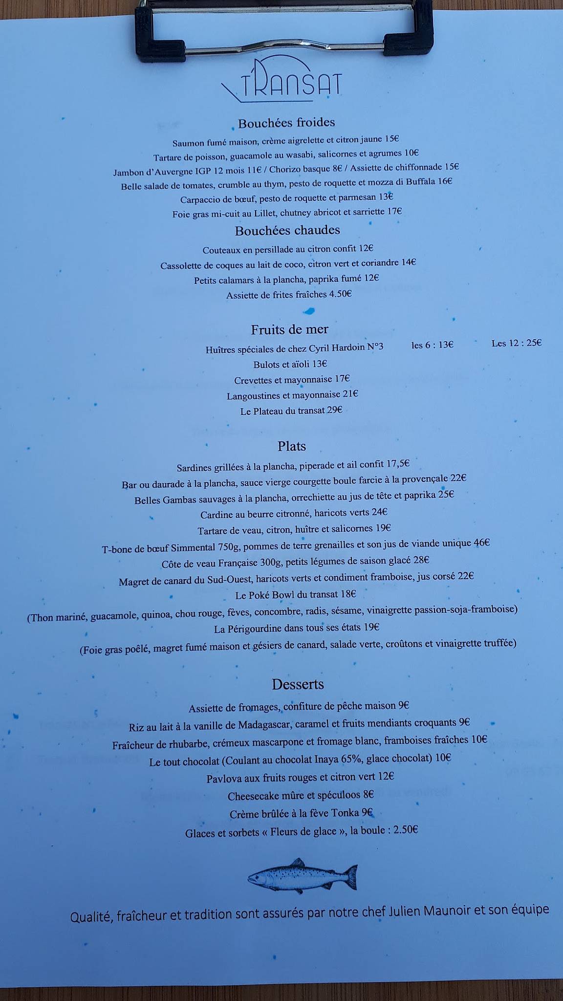 Menu de Transat