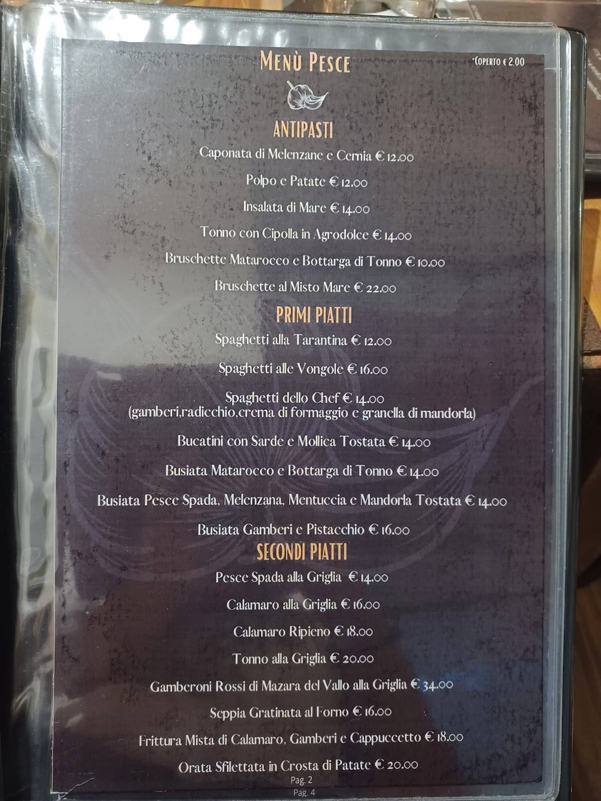 Menu di Trattoria A Purticeddra 