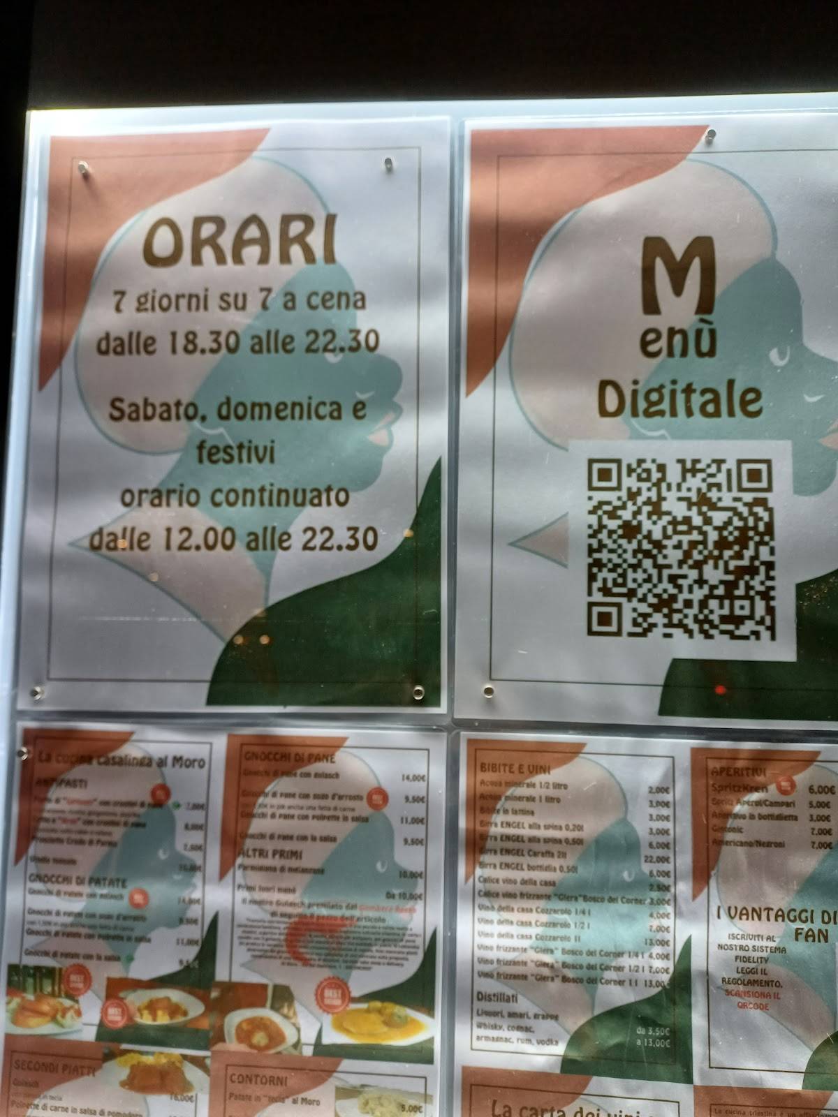 Menu di Trattoria Al Moro Trieste 