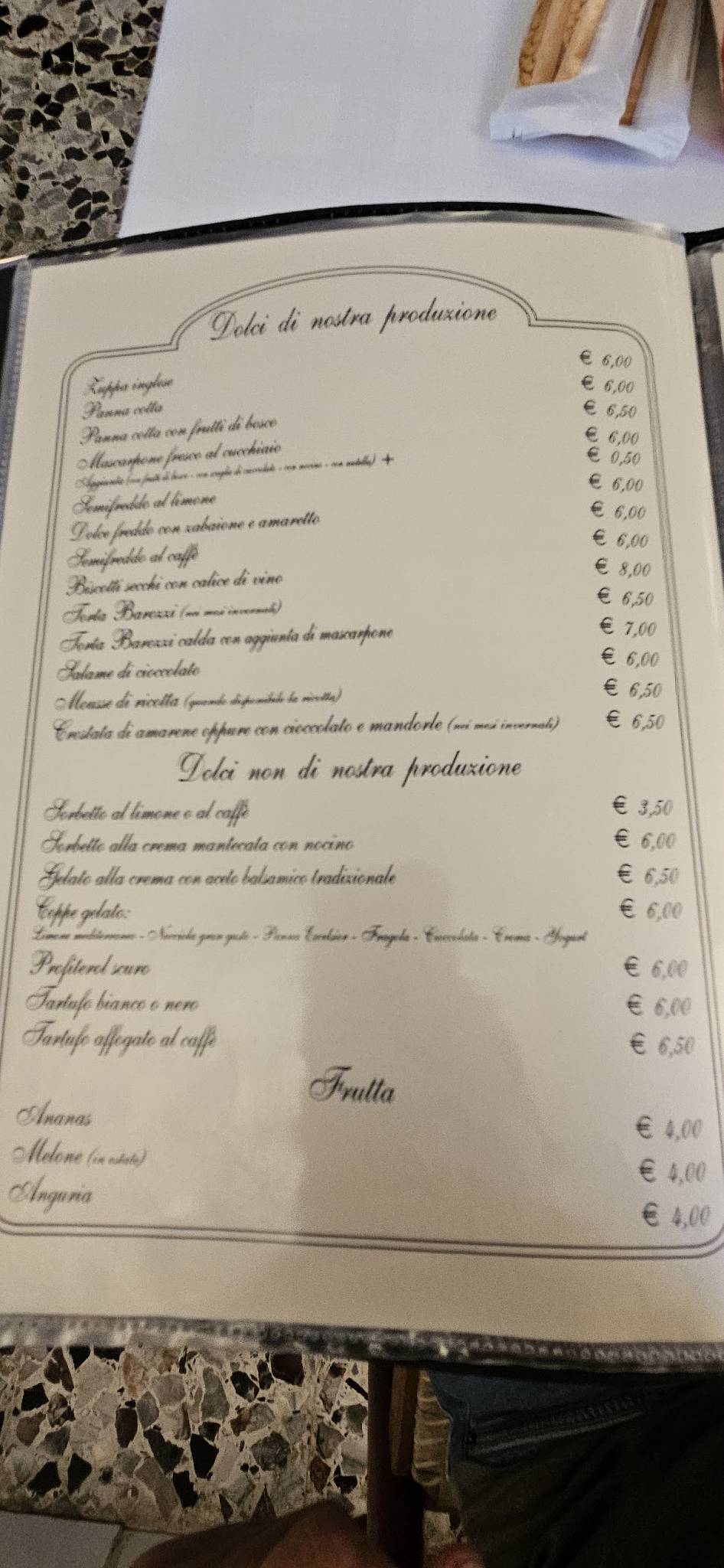 Menu di Trattoria Cacciatori 