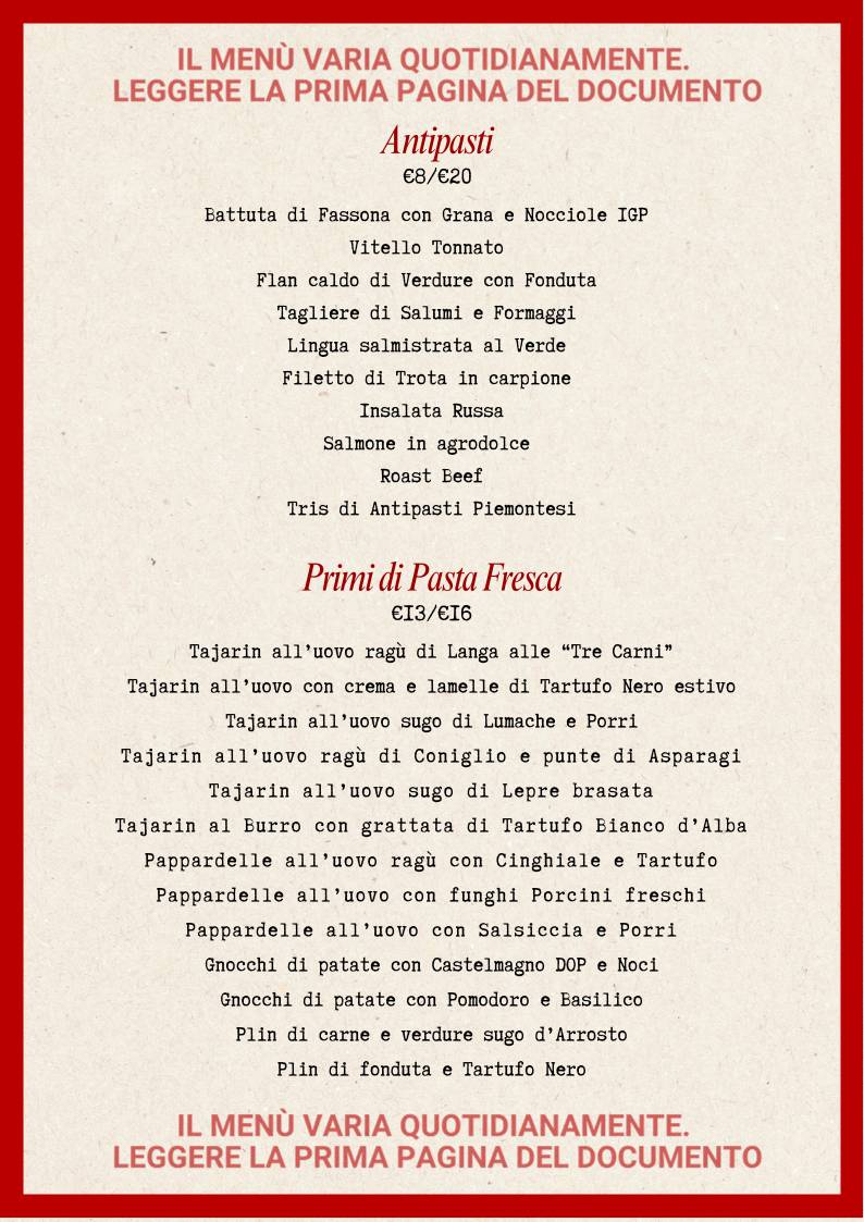 Menu di Trattoria del Bollito 