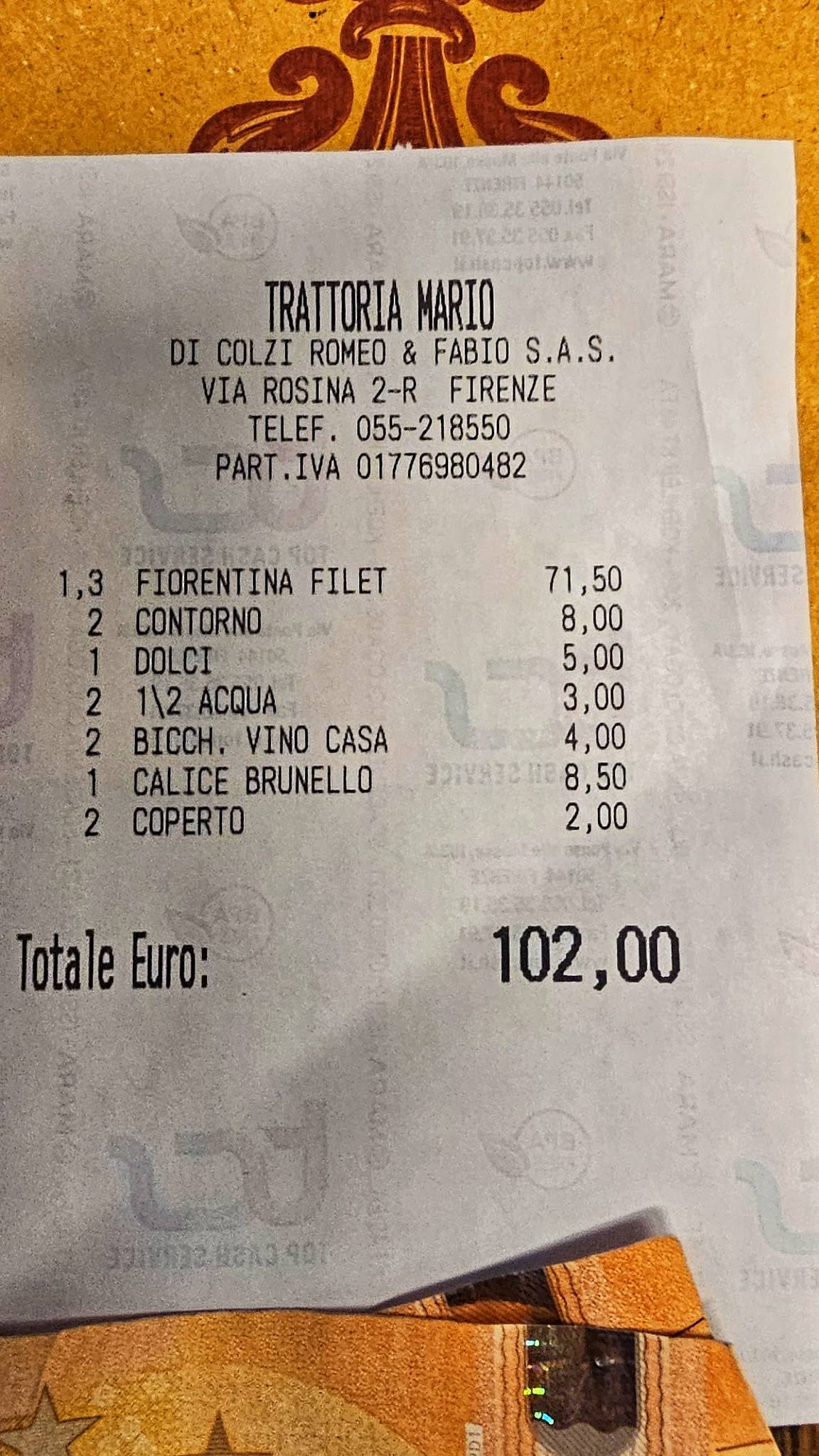 Menu di Trattoria Mario 