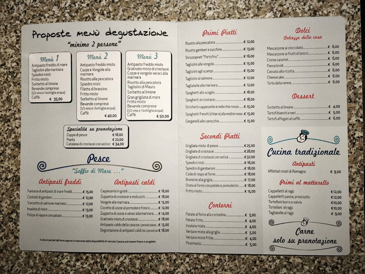 Menu di Trattoria Pizzeria Da Mauro 