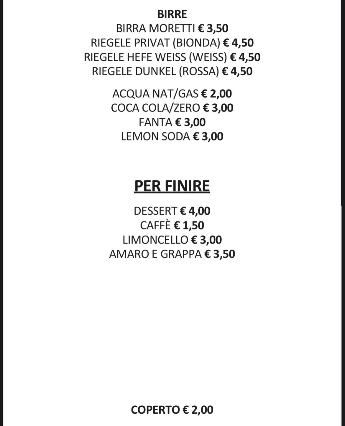 Menu di Ristorante Il Castello Di Signa 