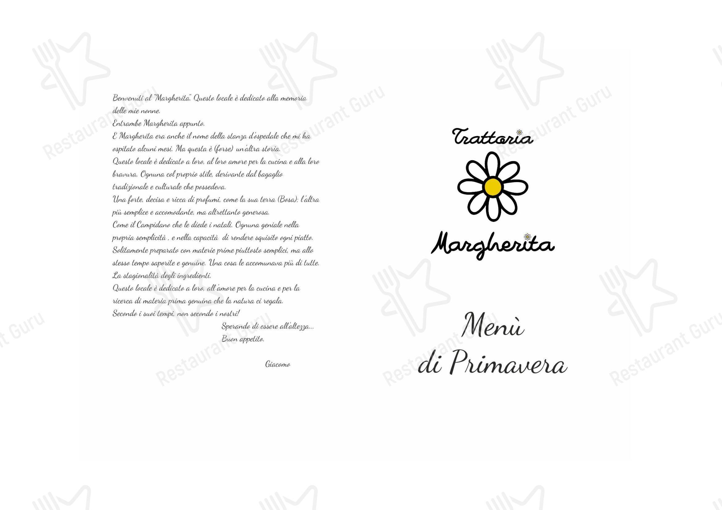 Menu bar per Trattoria Ristorante Margherita Arborea ristorante