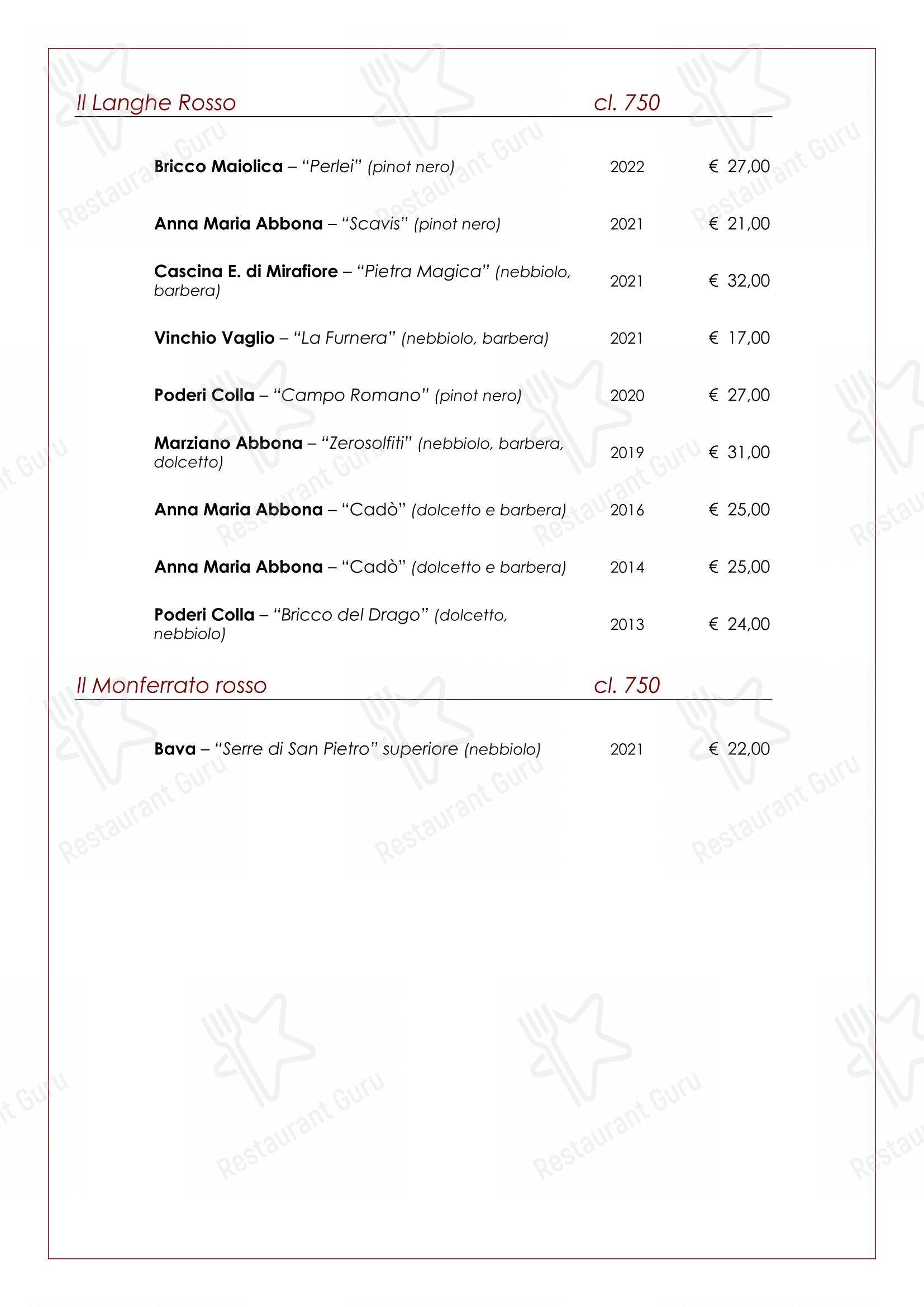 Trattoria Salvetti in Paroldo - Menu bar