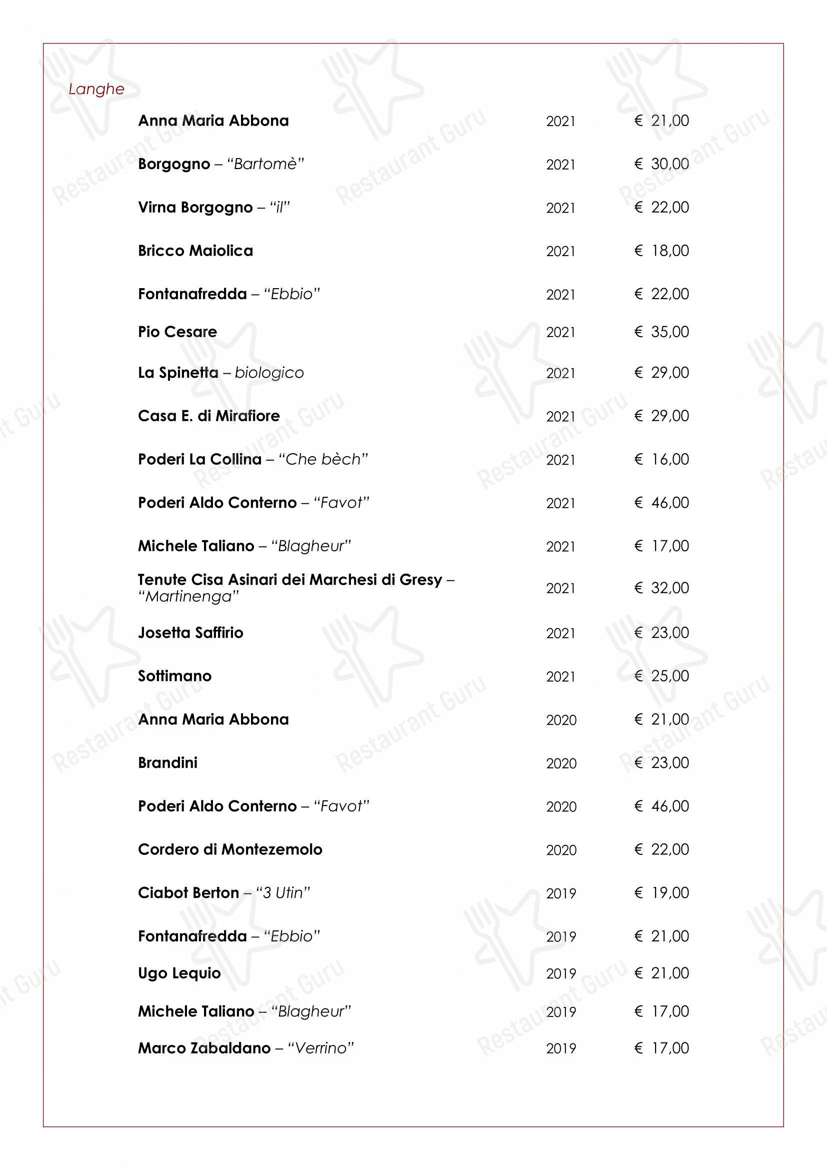 Trattoria Salvetti in Paroldo - Menu bar