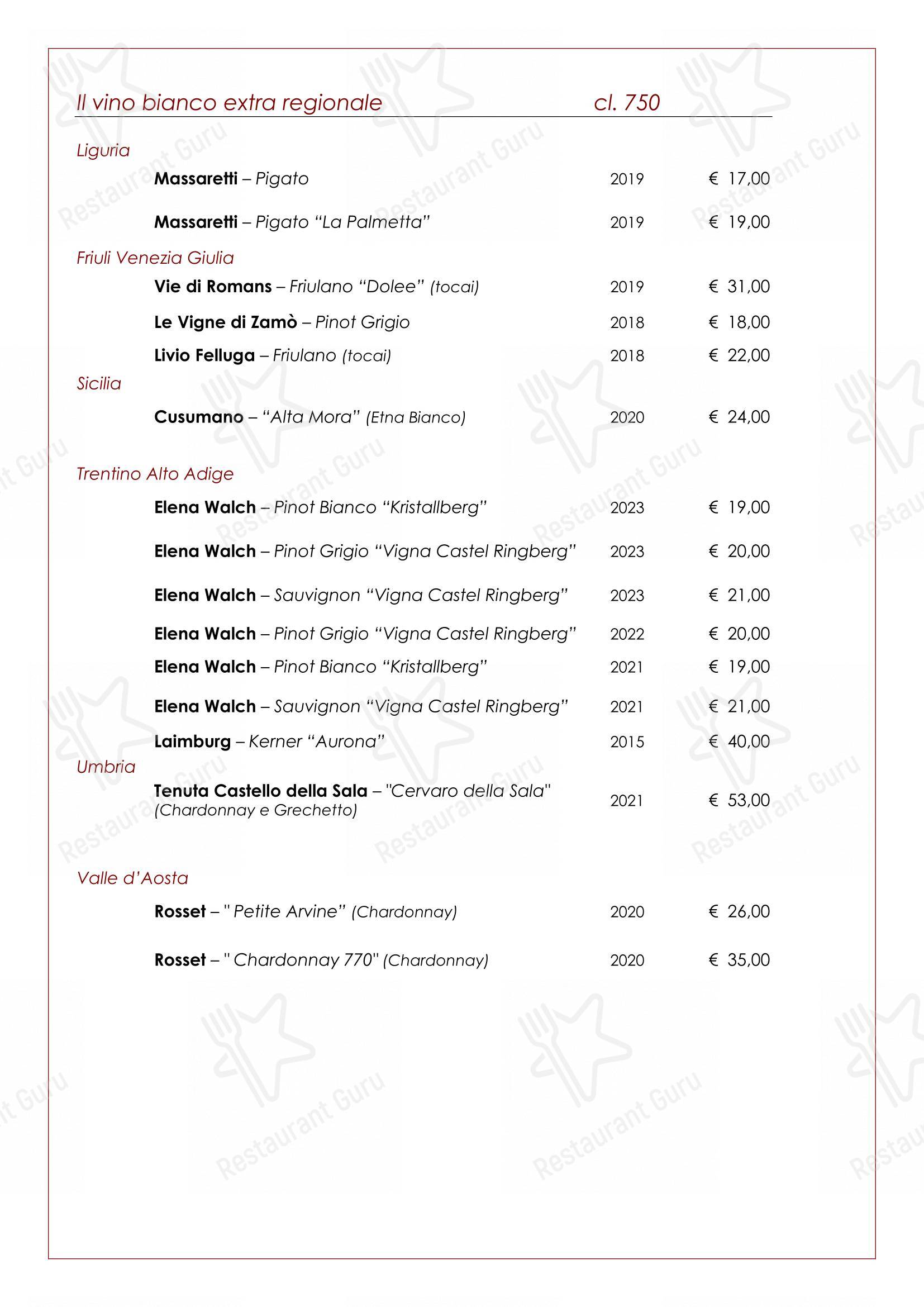 Menu bar per Trattoria Salvetti ristorante