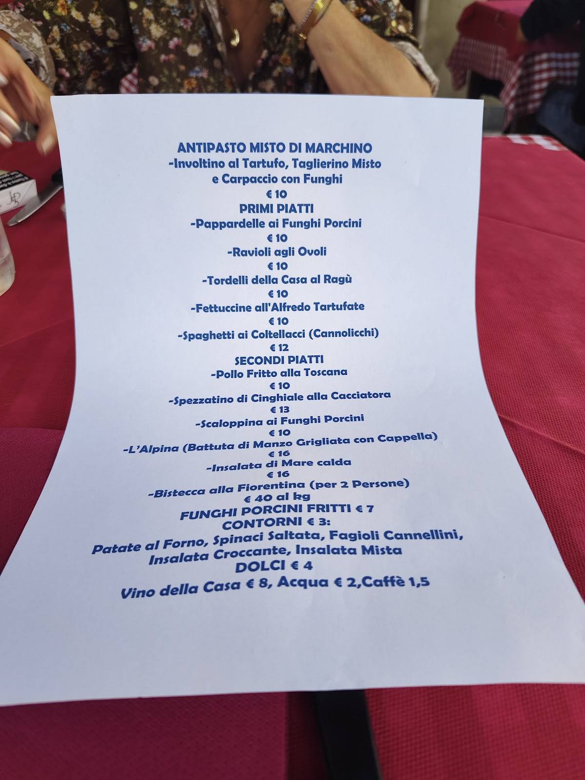 Menu di Trattoria da Marchino 