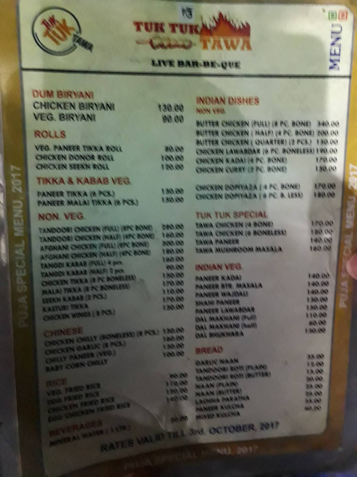 Tuk Tuk Tawa menu