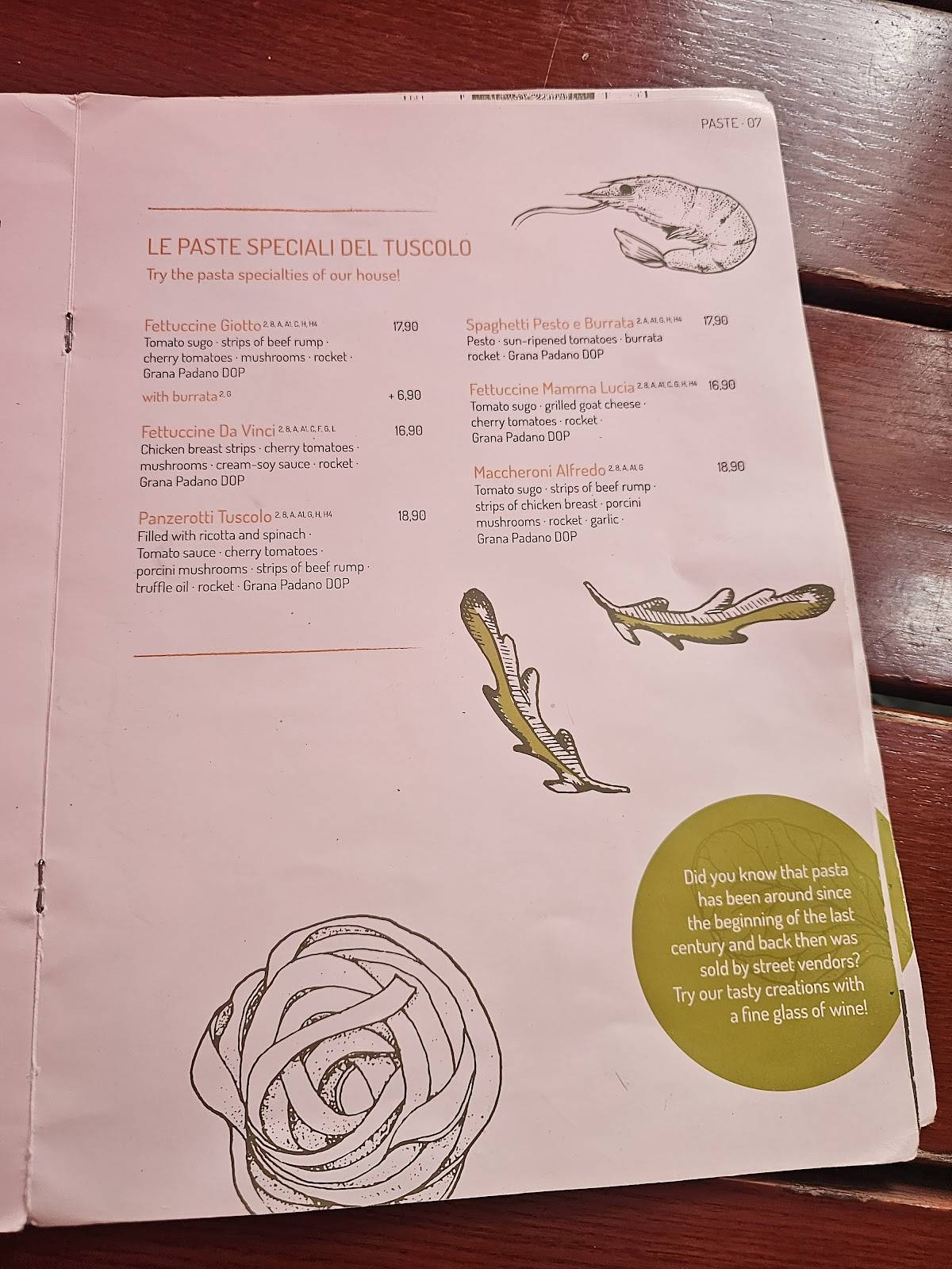 Menu de Tuscolo Munster view