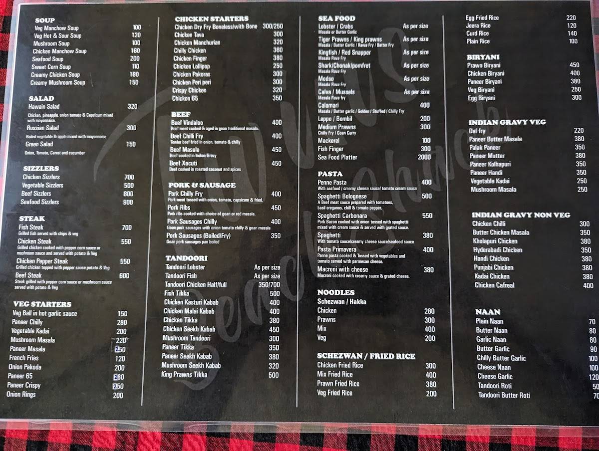 Twins Beach Shack menu