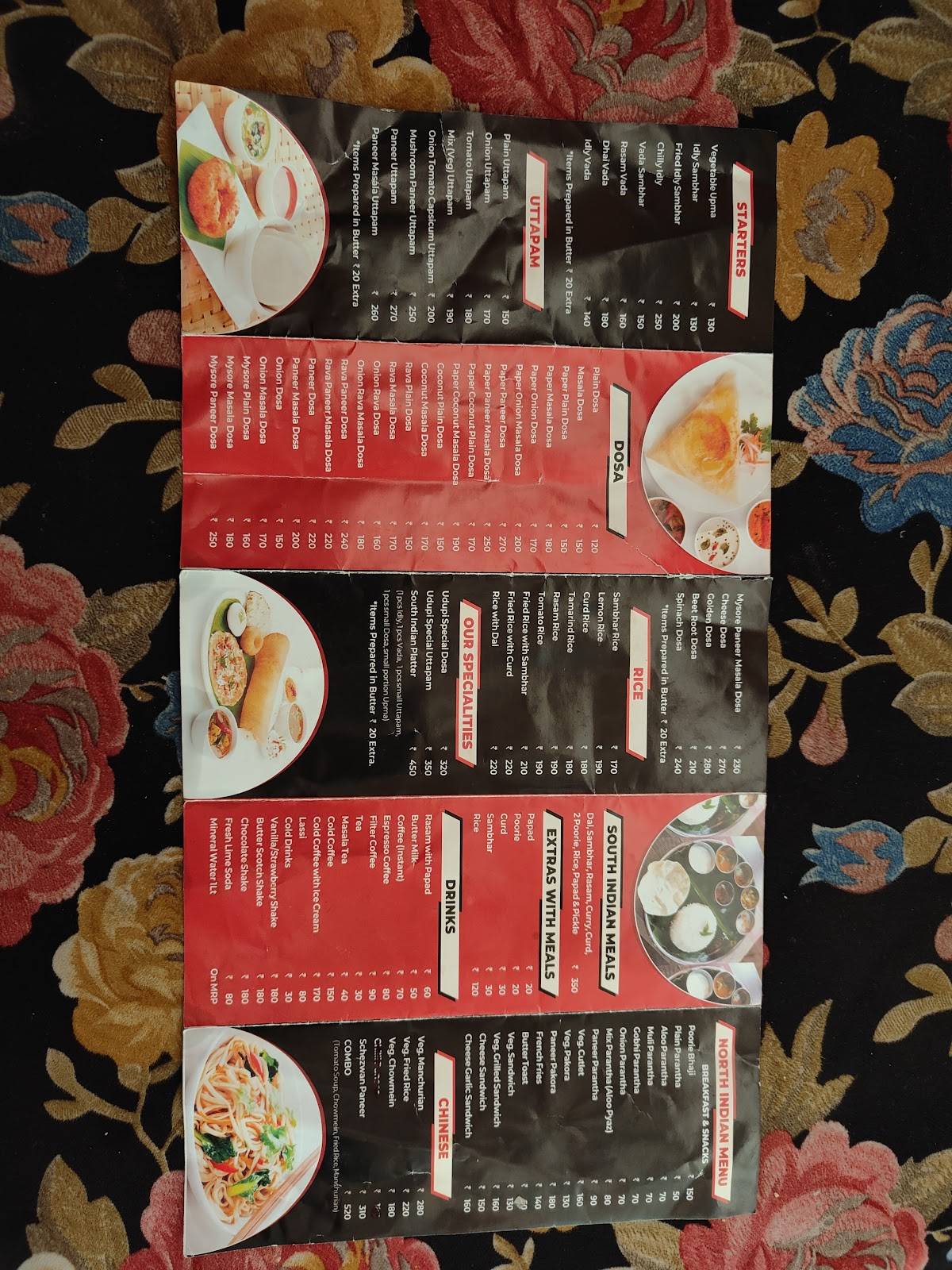 UDUPI RESTAURANT menu