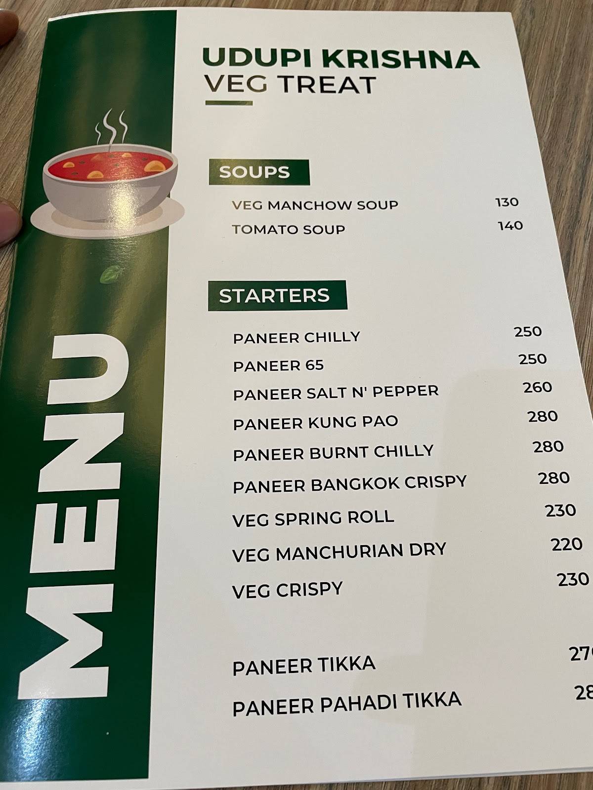 Udupi Krishna Veg Treat menu