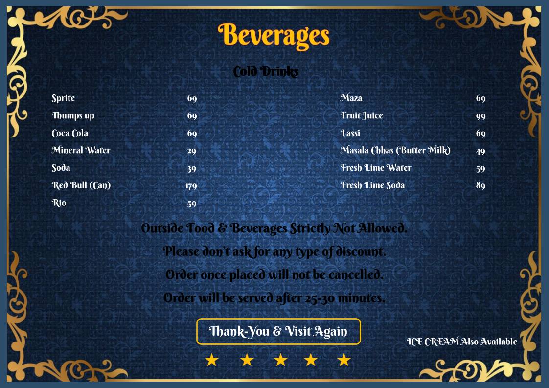 Aao Kabhi Haveli Pe Restaurant menu