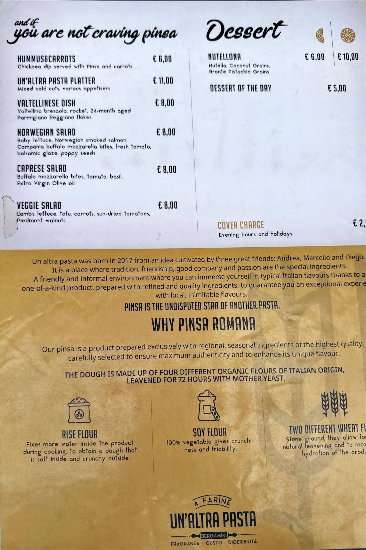 Menu di Un'Altra Pasta 