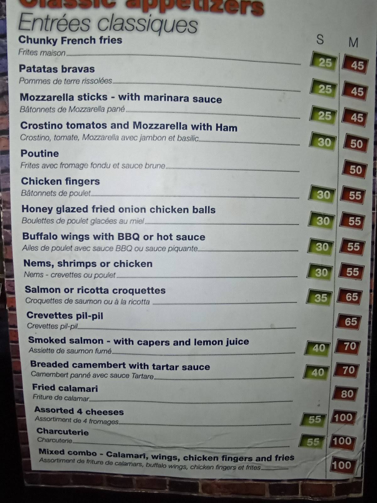 Menu de Upstairs