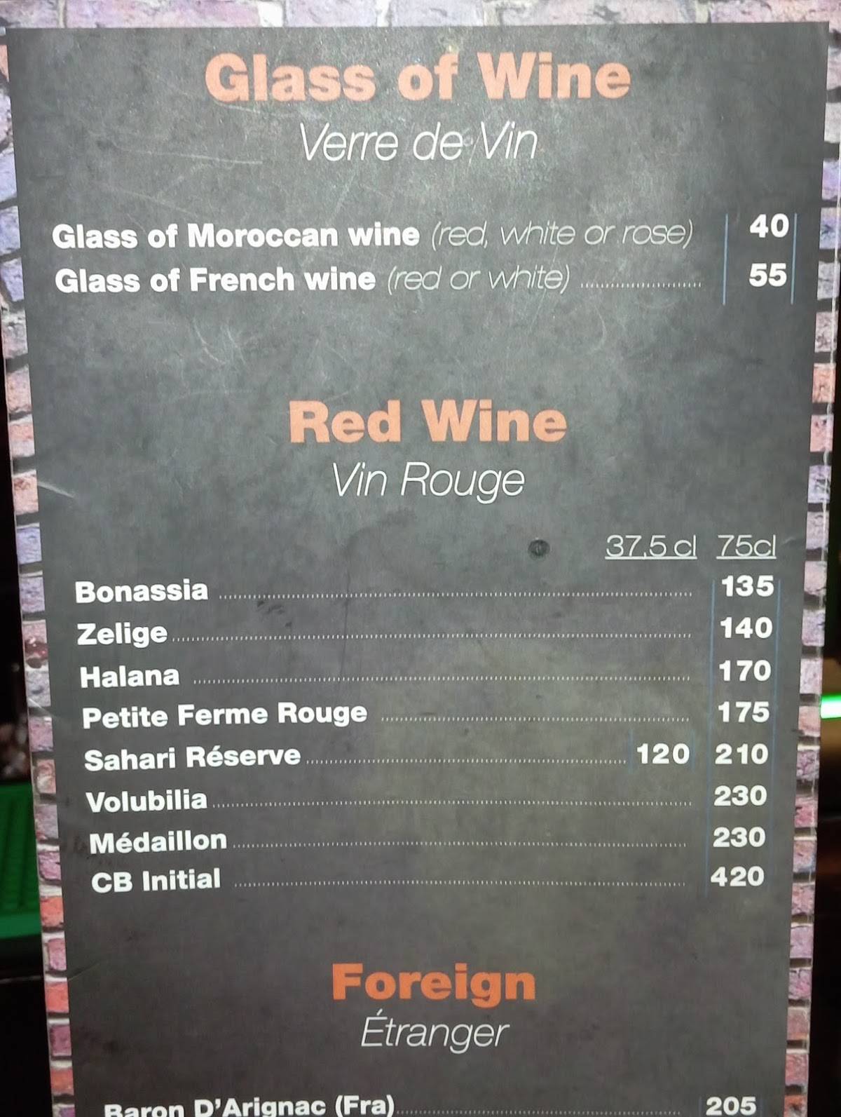 Menu de Upstairs
