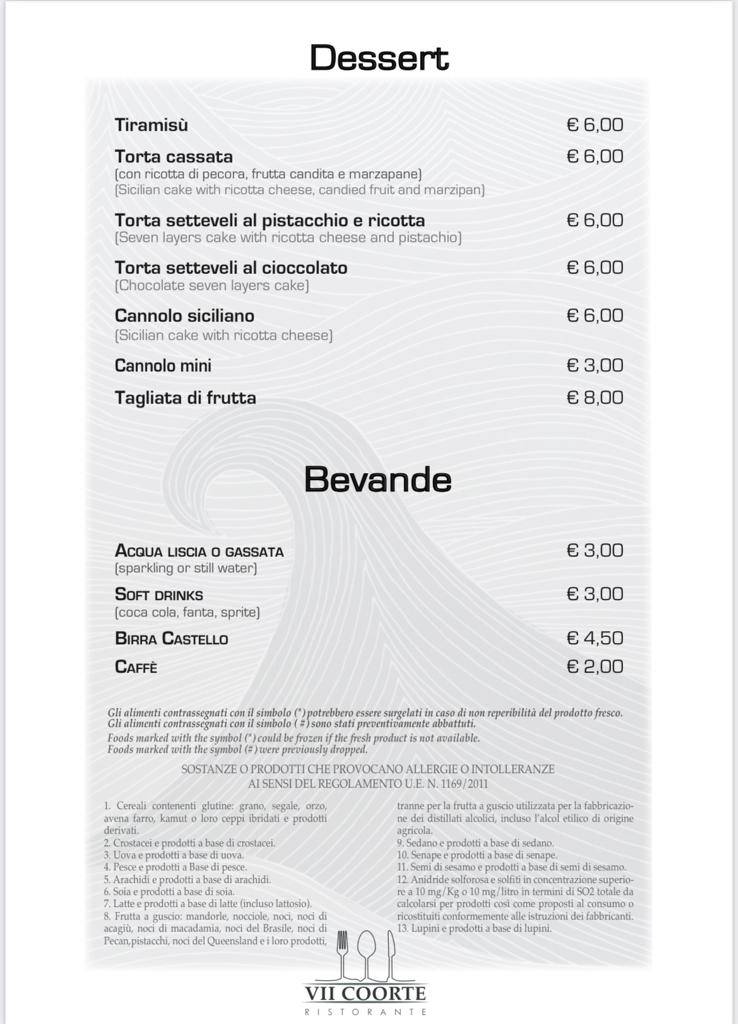 Menu bar pour VII Coorte dans Rome