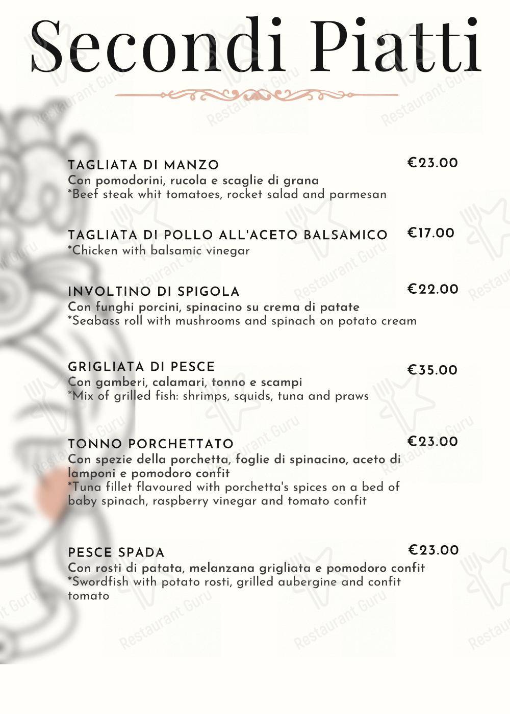 Menu pour VII Coorte restaurant
