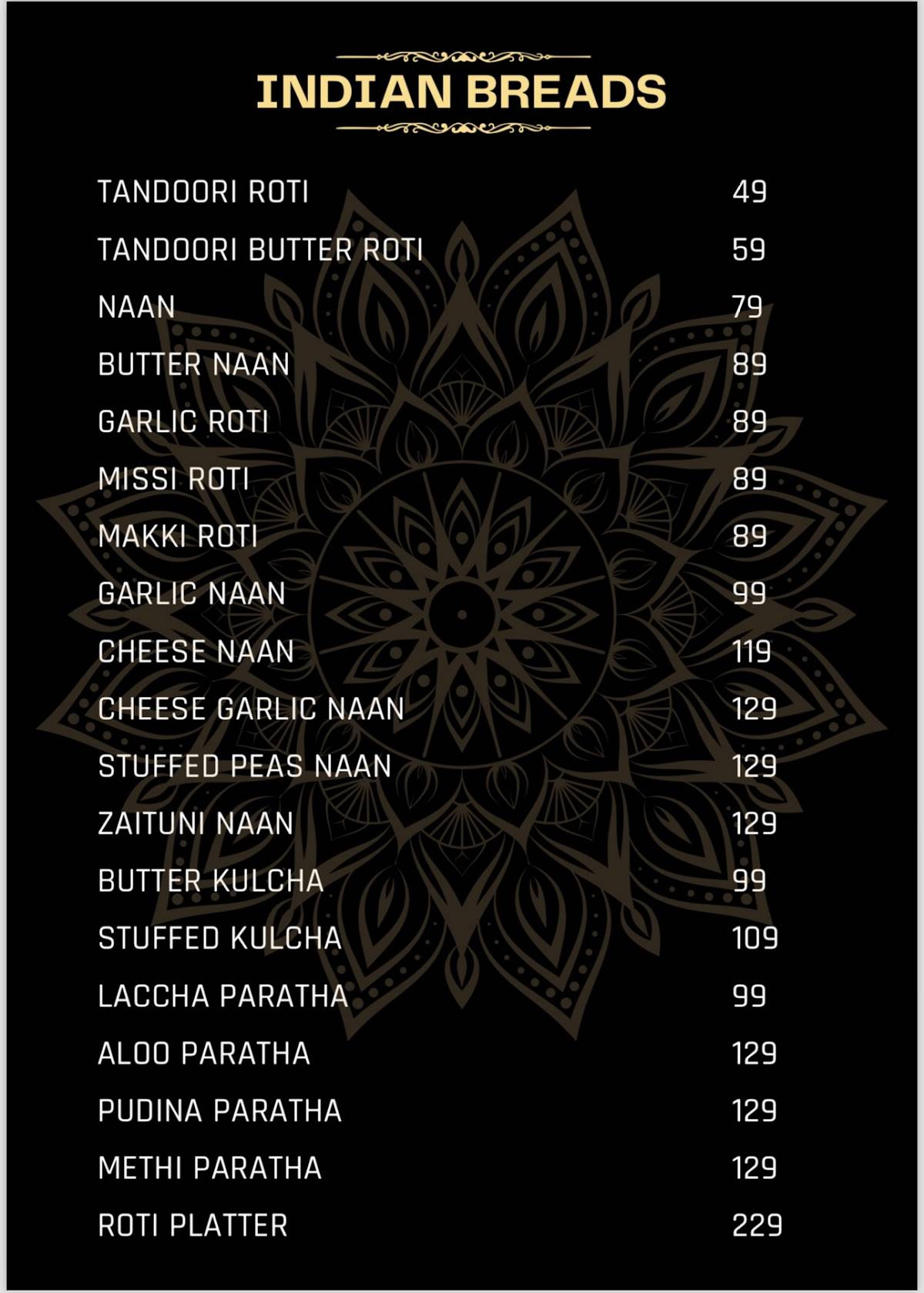 VIRAASAT menu