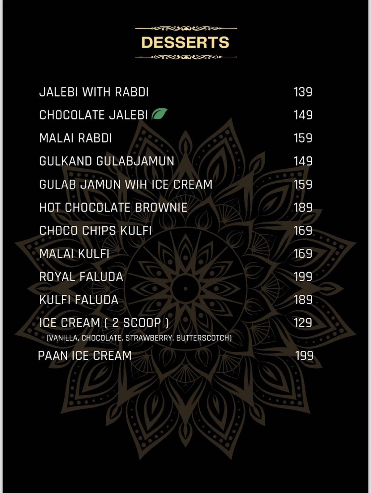 VIRAASAT menu