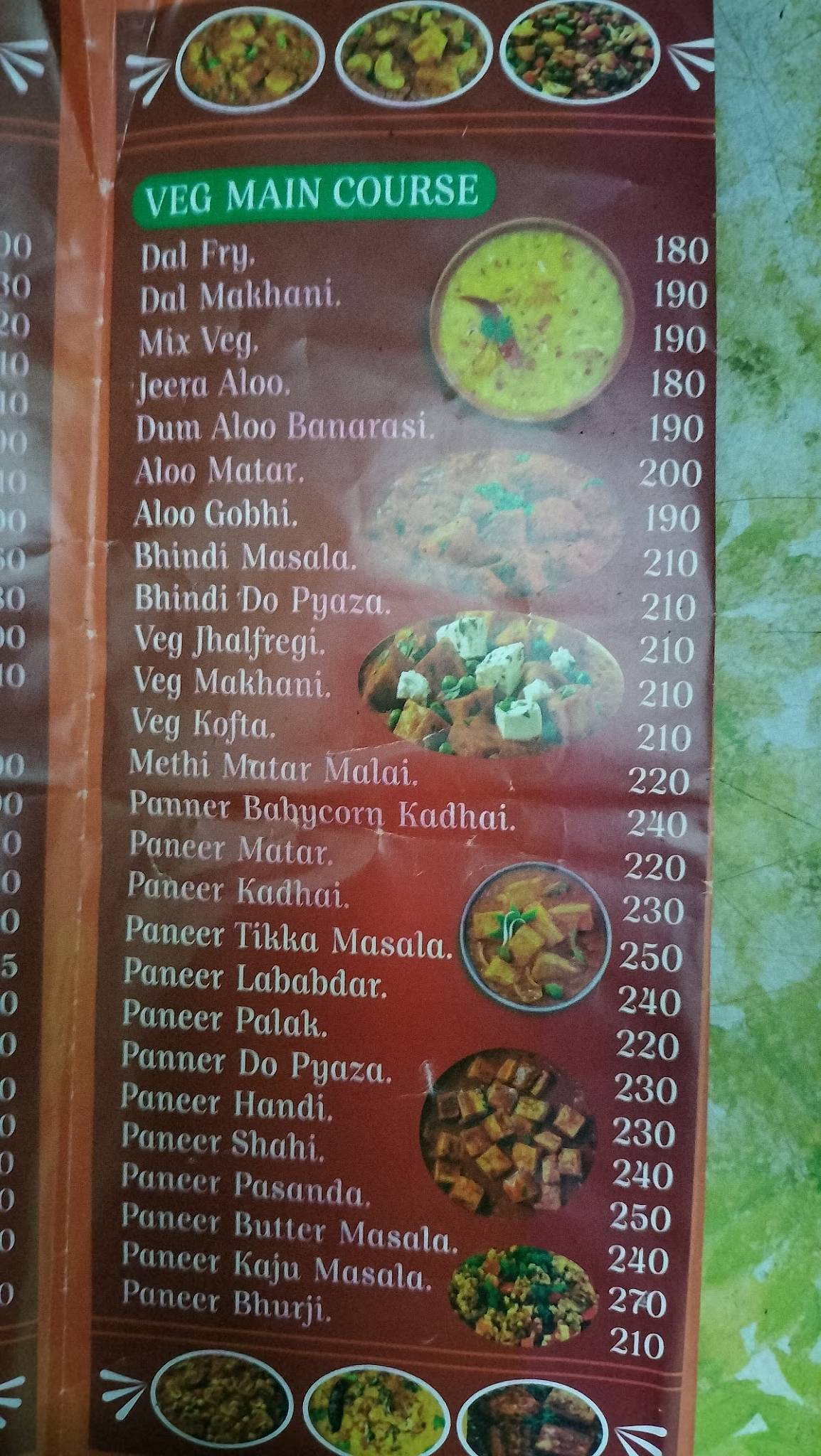 Dining Express The Train Restro menu