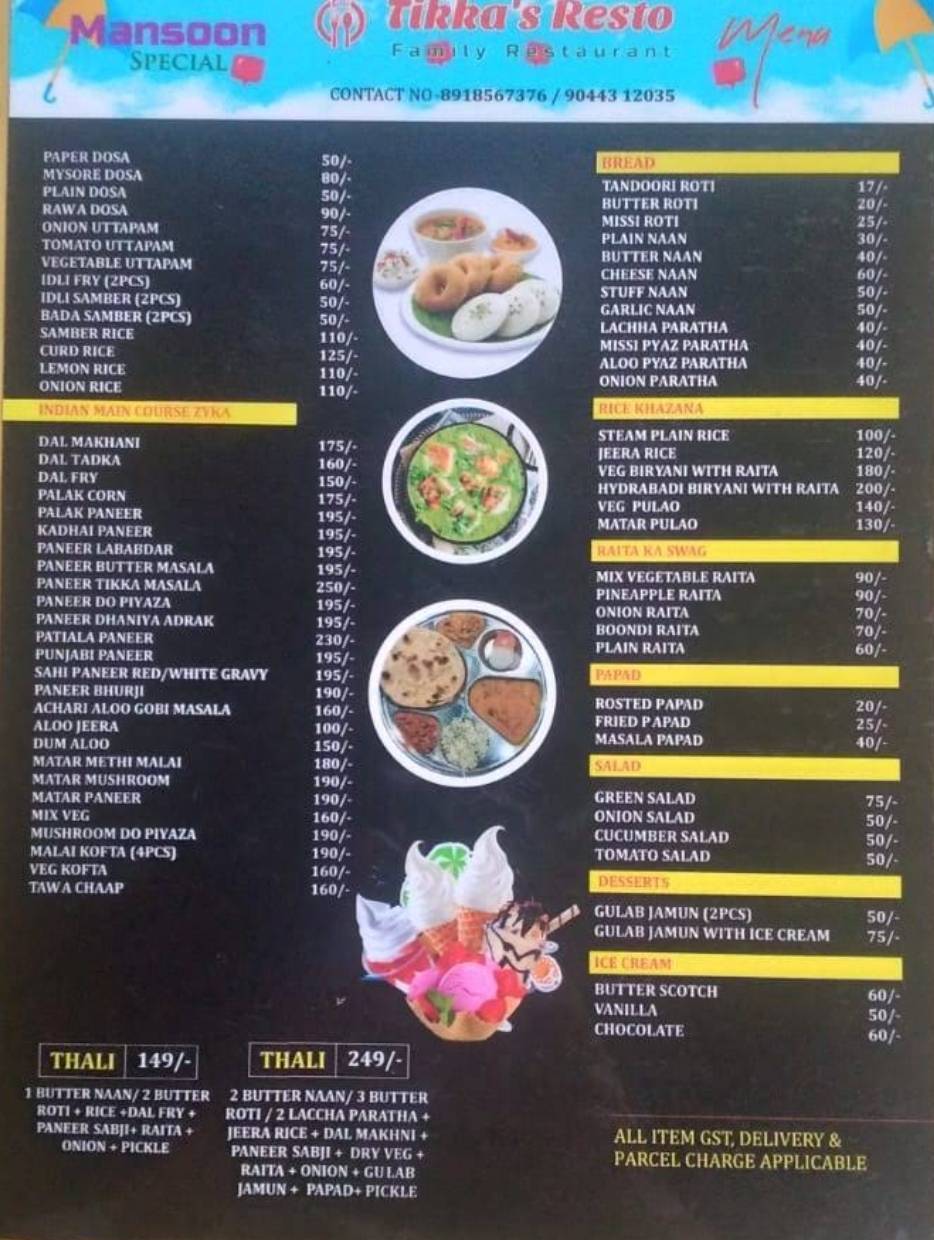 TIKKA'S RESTO menu
