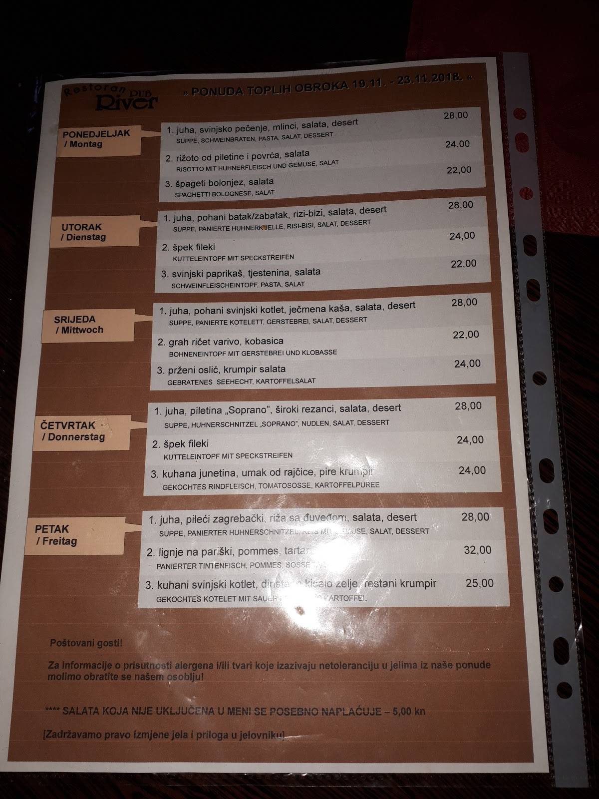 Menu di River Pub 