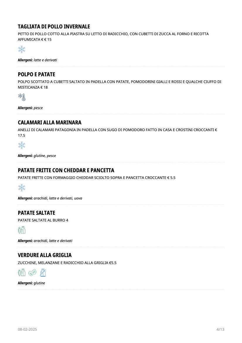 Menu di Vecchio Pilsen 