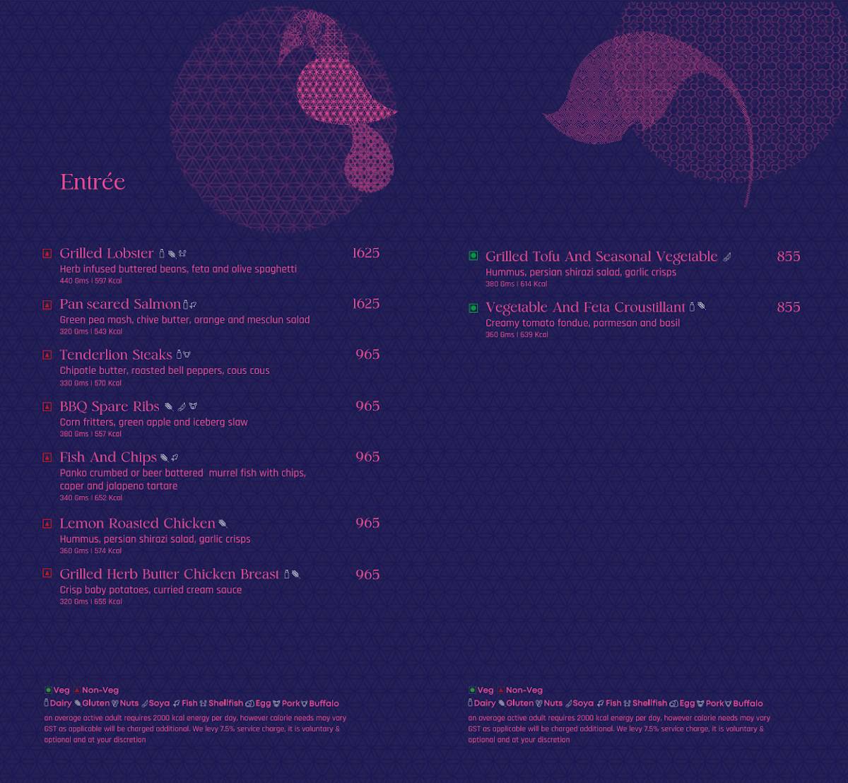 Verandah - The Park menu