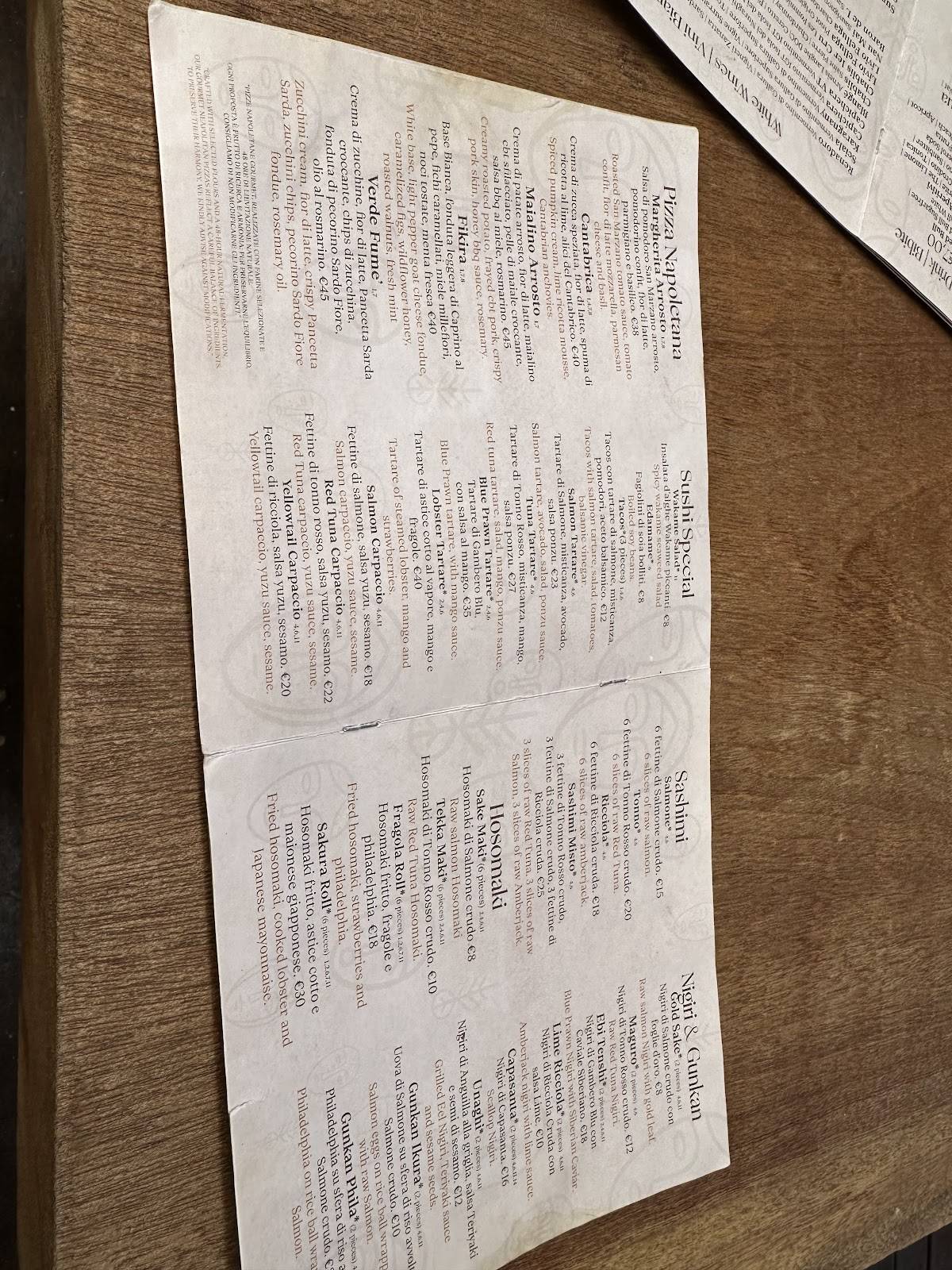 Menu di Vesper Beach Club 