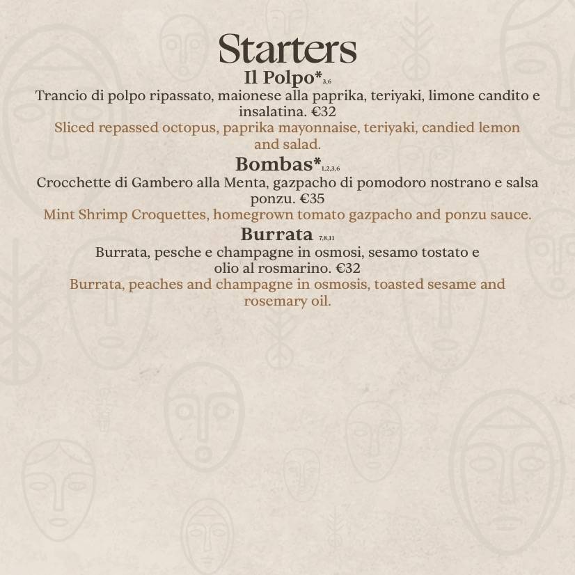 Menu di Vesper Beach Club 