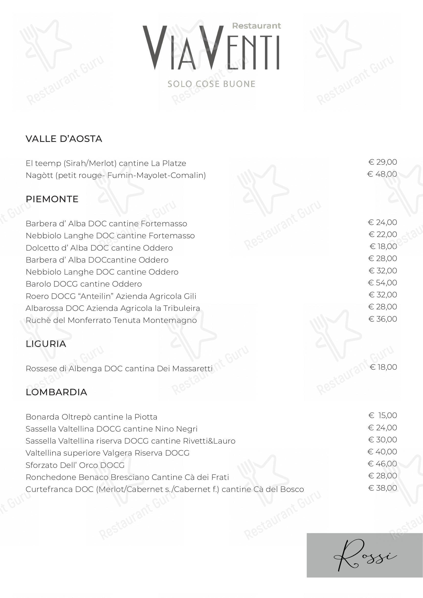 Restaurant ViaVenti in Muggiò - Основное меню