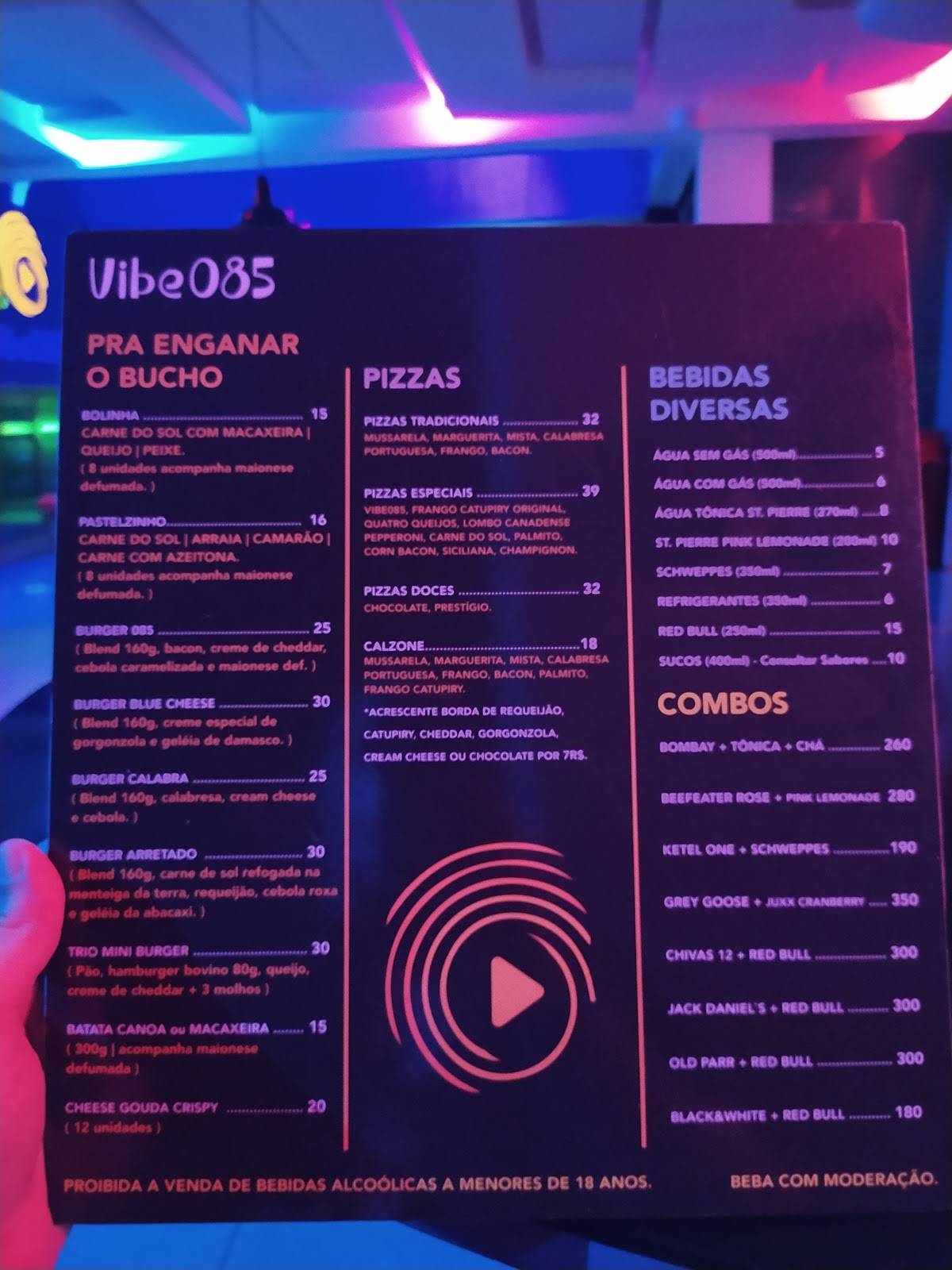 Vibe 085 cardápio