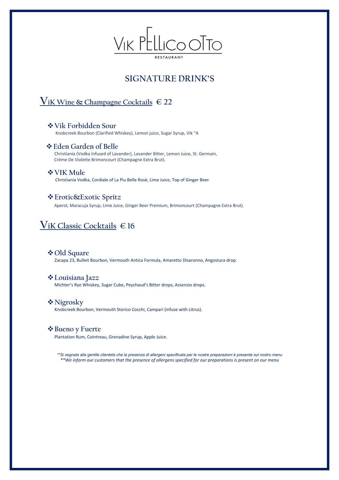 Menu di VBart & Restaurart 