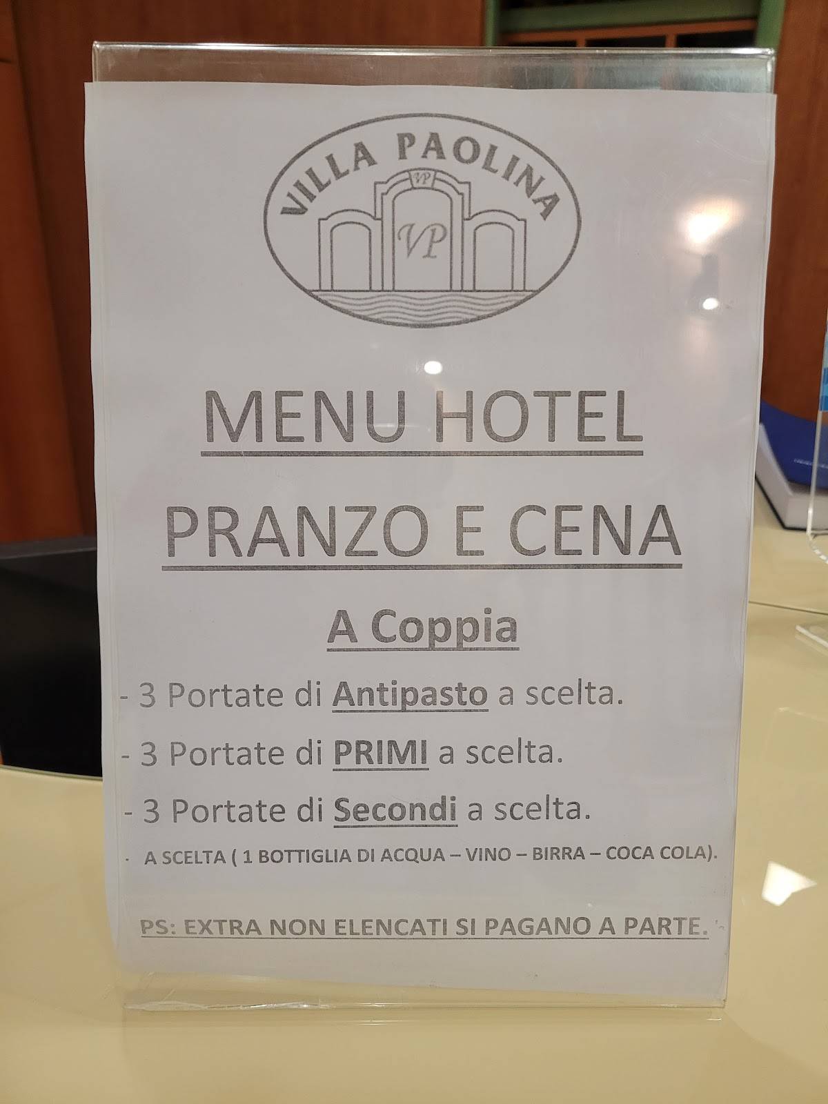 Menu di Villa Paolina - Ristorante 
