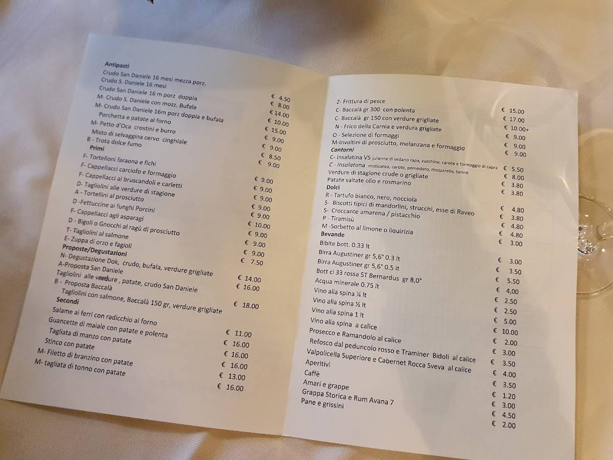 Menu di Villa Salom 