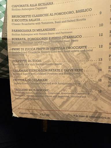 Menu di Osteria Villena 