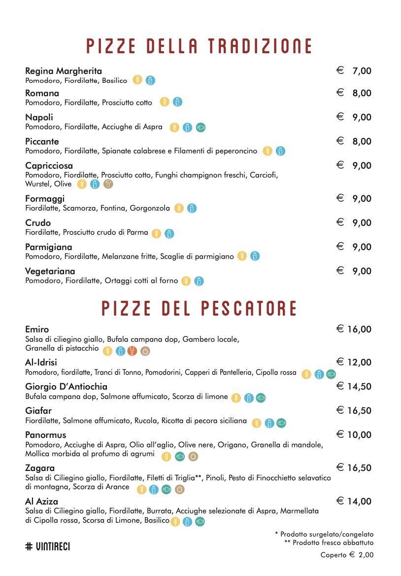 Menu di VintiReci Ristorante Pizzeria Gourmet 