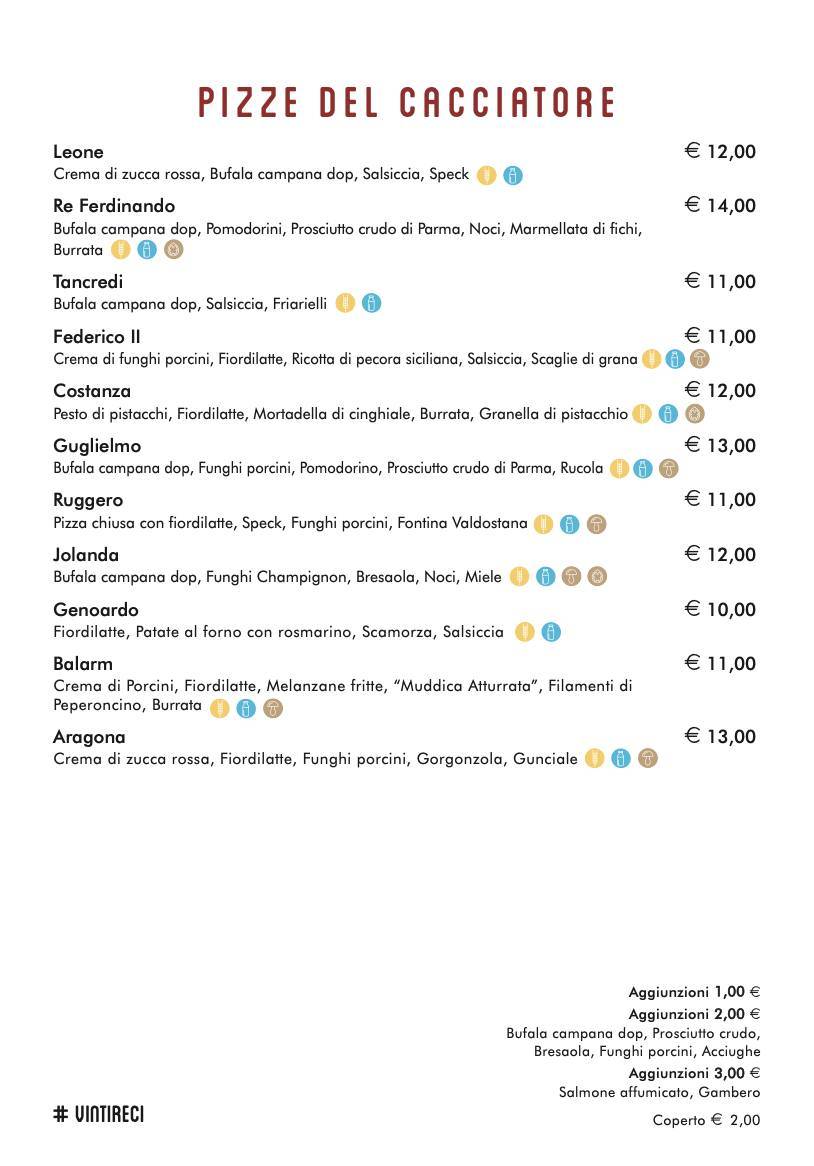 Menu di VintiReci Ristorante Pizzeria Gourmet 