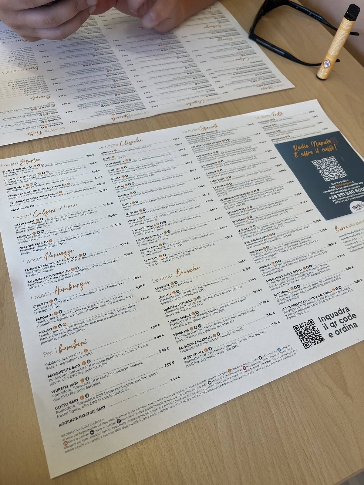 Menu di Pizzeria Napulé Viserba 