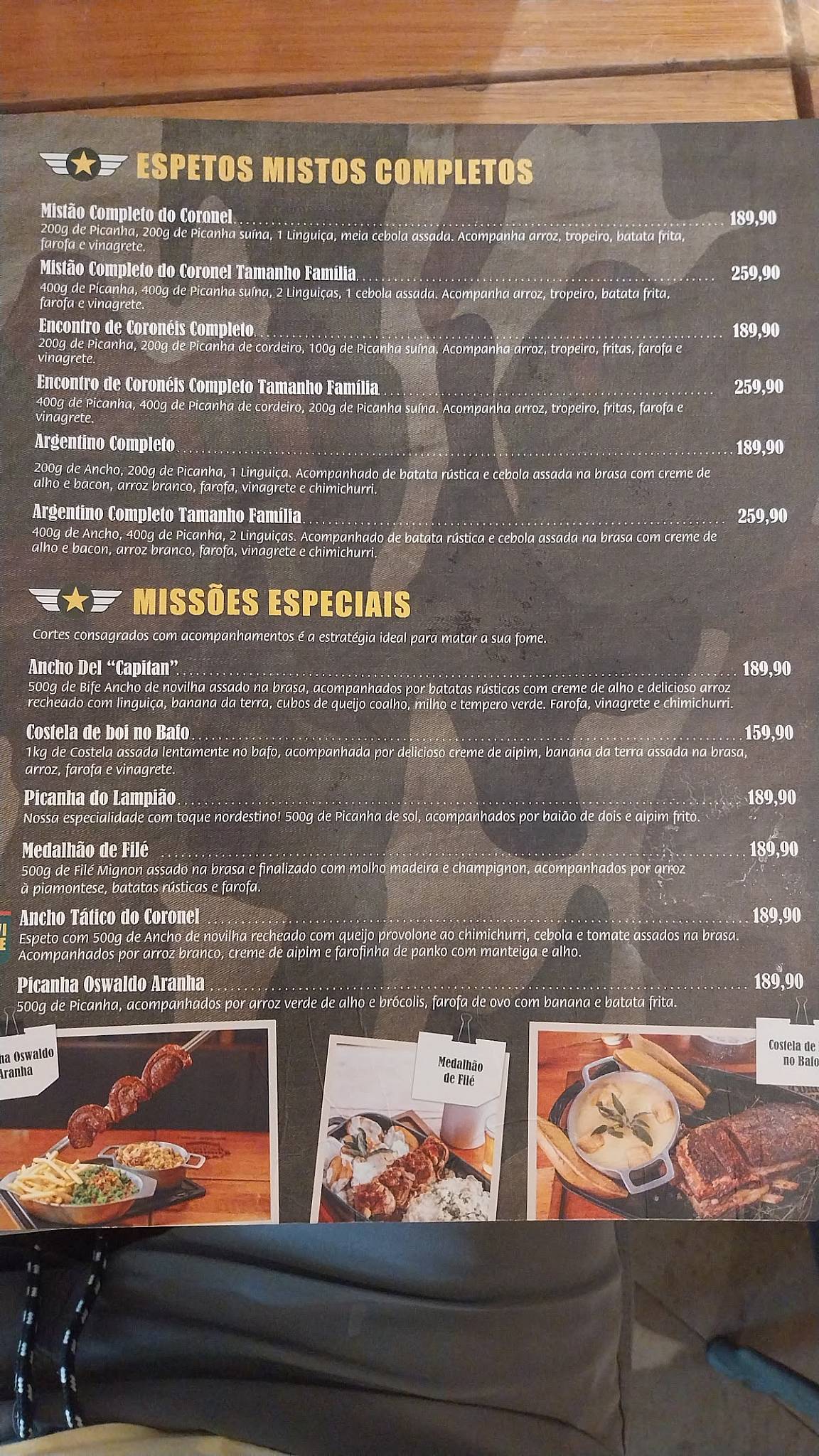 Coronel Picanha cardápio