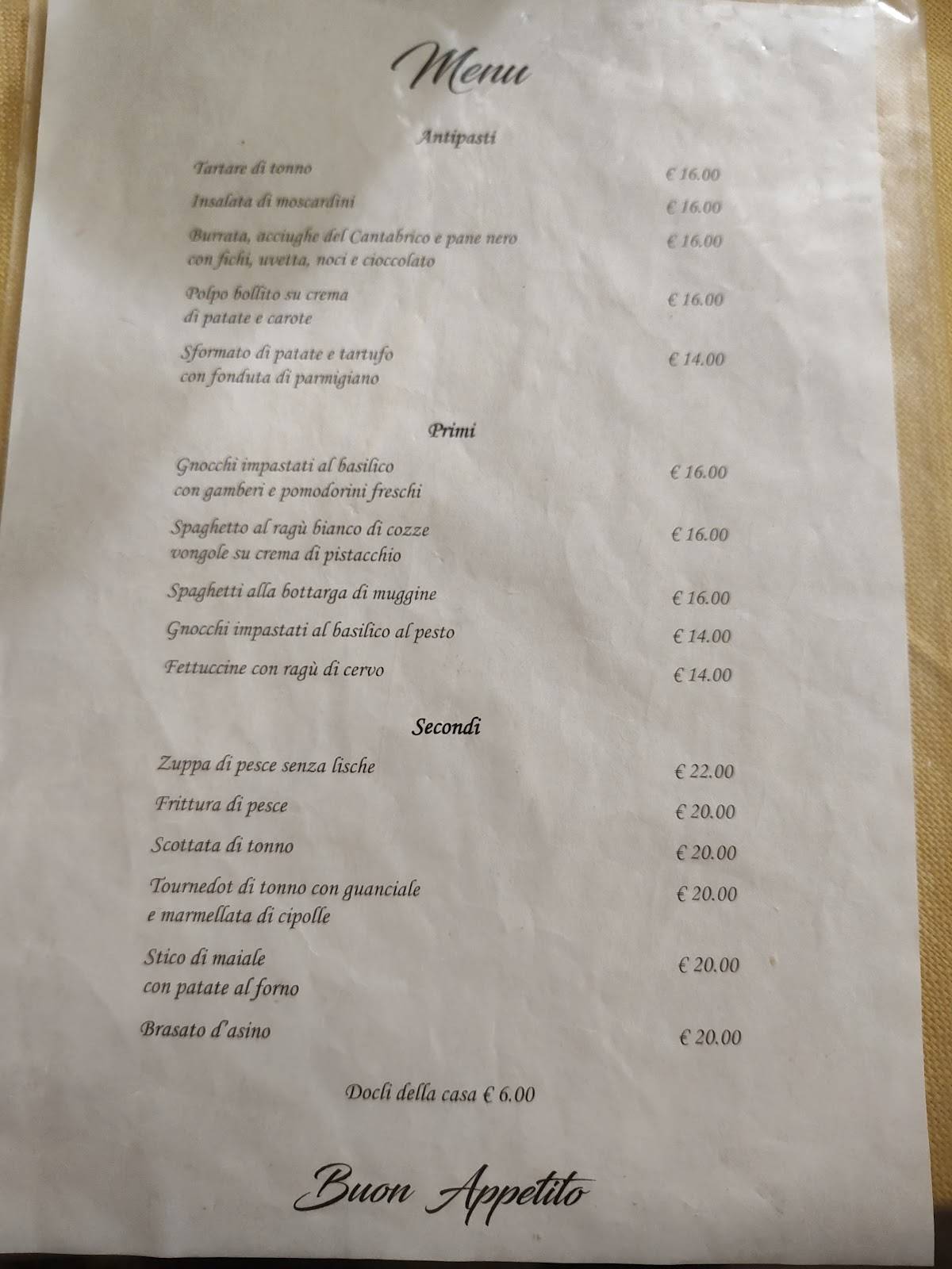 Menu di Vizi e Virtù 