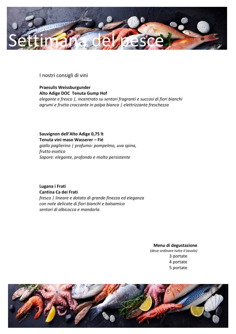 Menu di Ristorante appartamenti Pitschlmann 