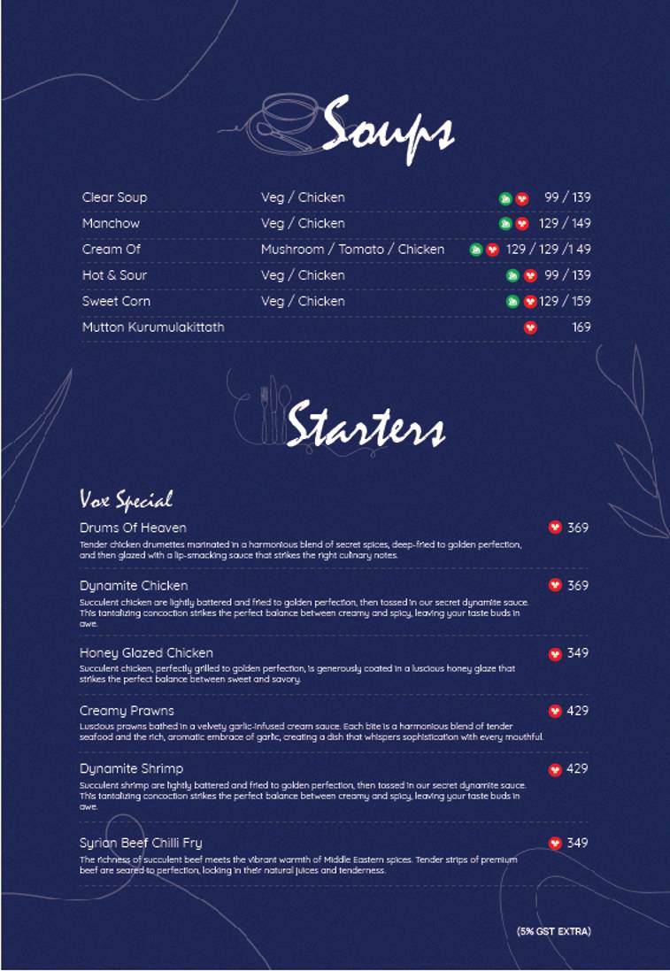 MAZALI RESTAURANT menu