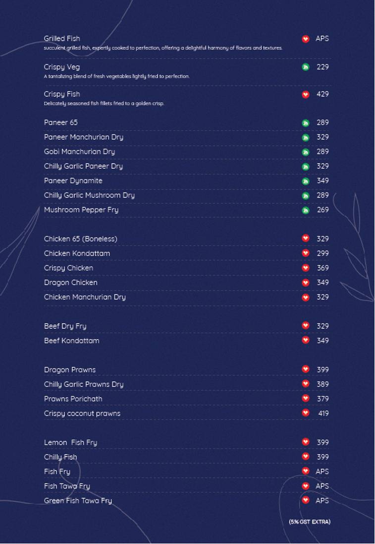 MAZALI RESTAURANT menu