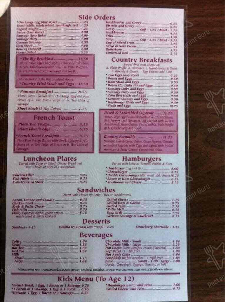 Menu at Waffles Plus restaurant, Spokane