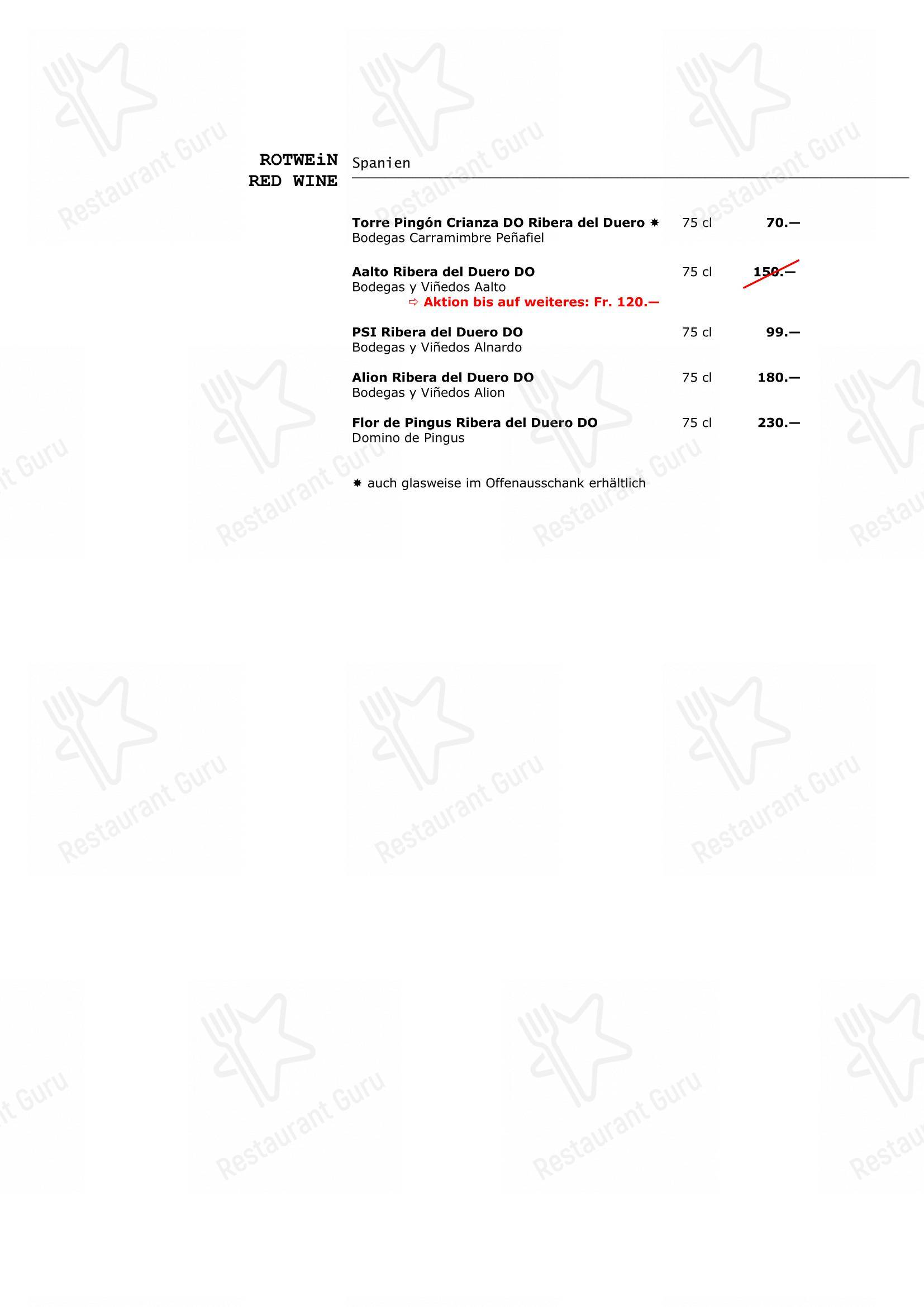 Menu per Walliser Kanne pub & bar