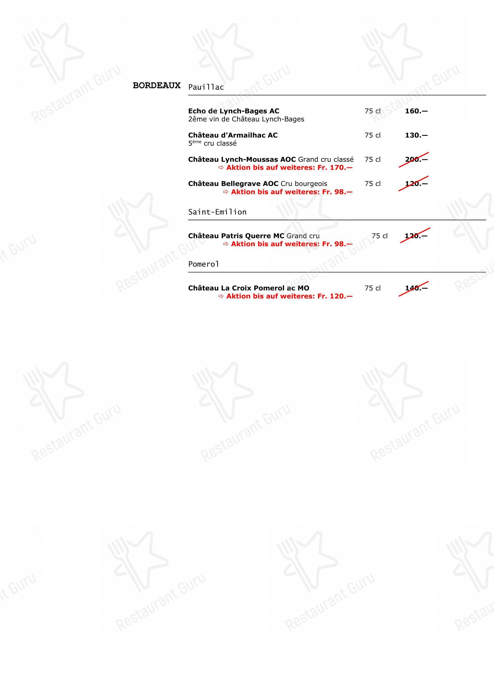 Walliser Kanne in Basilea - Menu